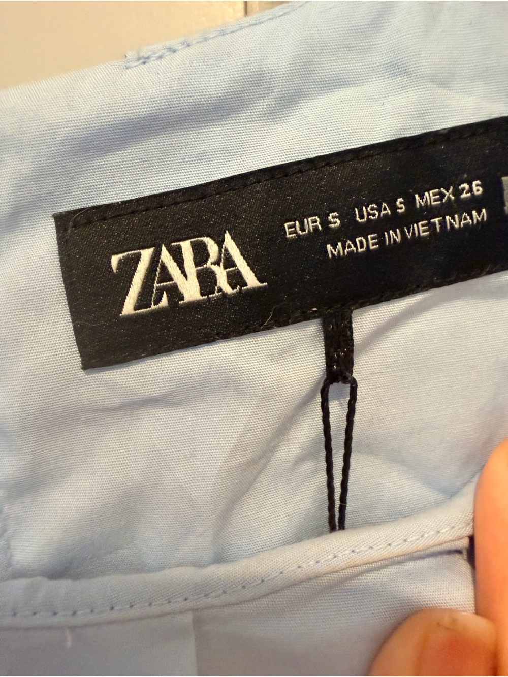 Zara Light Blue and Camel Belted Midi Dress - Picture 4 of 4
